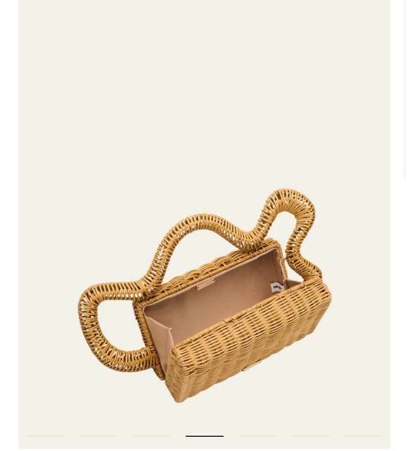 Cult Gaia Elsa Wavy Rattan Clutch Bag in Natural BRAND NEW Fast 2Ship inbox - Picture 4 of 15